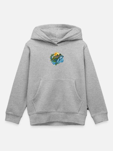 Sonnenwal mit Blütenmeer - Kinder Premium Organic Hoodie - Grau meliert