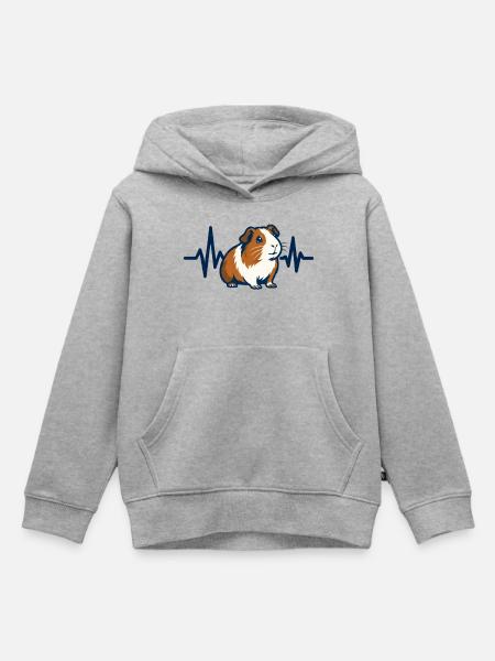 Herzschlag Meerschweinchen Shirt Geschenk - Kinder Premium Organic Hoodie - Grau meliert