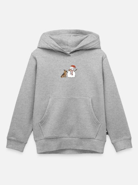 Schäferhund klaut Schneemann den Stockarm - Kinder Premium Organic Hoodie - Grau meliert