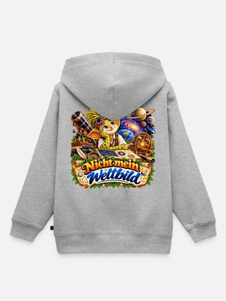 Wenuma Nicht mein Weltbild - Kinder Premium Organic Hoodie - Grau meliert