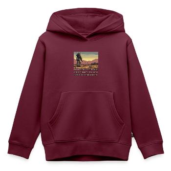 Patrouillen in der Mojave - Kinder Premium Organic Hoodie - Burgunderrot - Vorne - AI Model Kid Female (0cm)