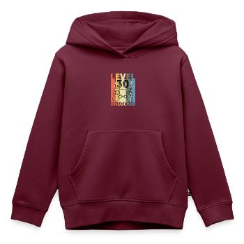 Level 30 Freigeschalteter lustiger Gamer-Geburtstag - Kinder Premium Organic Hoodie - Burgunderrot - Vorne - AI Model Kid Female (0cm)