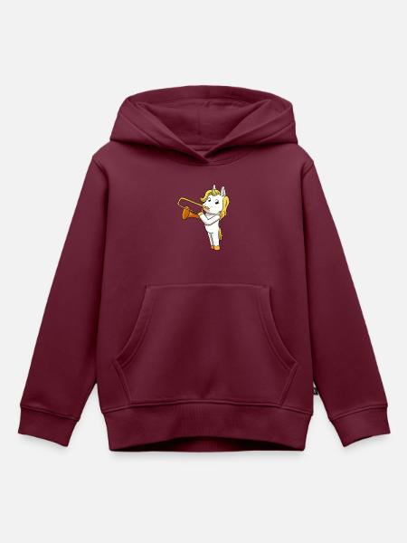Einhorn Posaune - Kinder Premium Organic Hoodie - Burgunderrot