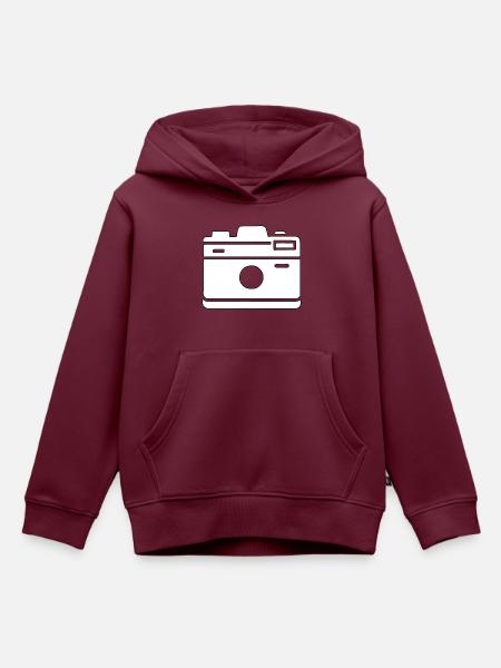 Kamera Silhouette - Kinder Premium Organic Hoodie - Burgunderrot