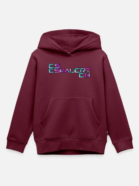 Neon Eskalert Signage - Kinder Premium Organic Hoodie - Burgunderrot