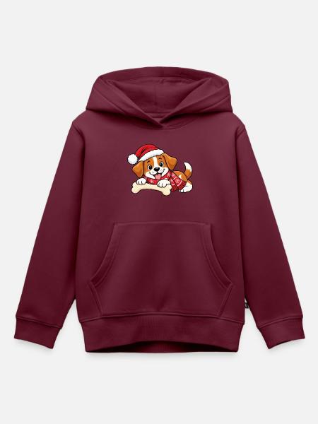 Süßer Weihnachtshund - Kinder Premium Organic Hoodie - Burgunderrot