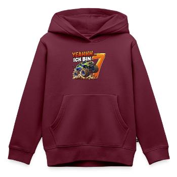 Monstertruck zum 7. Geburtstag – Yeahhh ich bin 7 - Kinder Premium Organic Hoodie - Burgunderrot - Vorne - AI Model Kid Female (0cm)