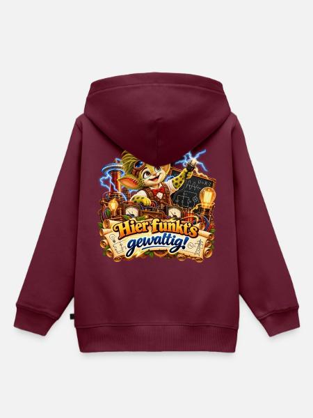 Wenuma Hier funkts gewaltig - Kinder Premium Organic Hoodie - Burgunderrot