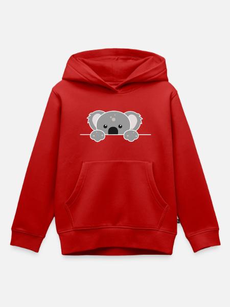 Lustiger Koala lugte heraus - Kinder Premium Organic Hoodie - Rot