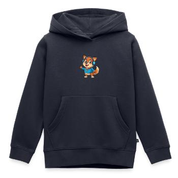Hund Lustige Zeichentrickfigur Kopfhörer Musik - Kinder Premium Organic Hoodie - Navy - Vorne - AI Model Kid Male (0cm)