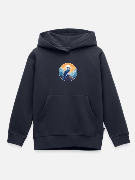 Blauer Eichelhäher Aquarell Karikatur Kawaii Haustier Tier Colo - Kinder Premium Organic Hoodie - Navy
