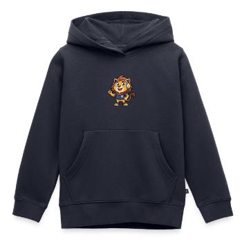 Löwe Lustige Zeichentrickfigur Kopfhörer Musik - Kinder Premium Organic Hoodie - Navy - Vorne - AI Model Kid Male (0cm)