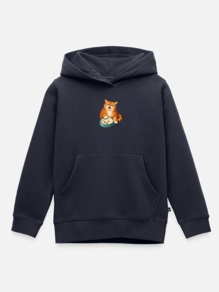 Futternapf-Drama – Empörte orange Katze - Kinder Premium Organic Hoodie - Navy