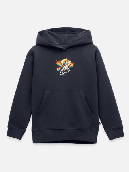Regenbogen-Einhorn mit Flügeln - Kinder Premium Organic Hoodie - Navy