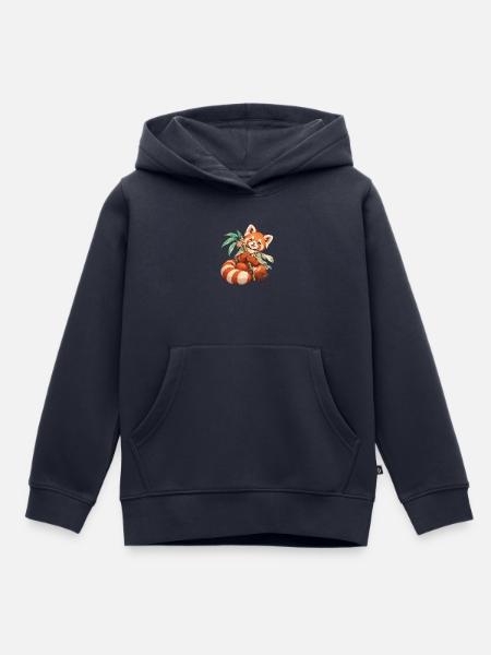 Roter Panda mit Bambus | Noventra - Kinder Premium Organic Hoodie - Navy