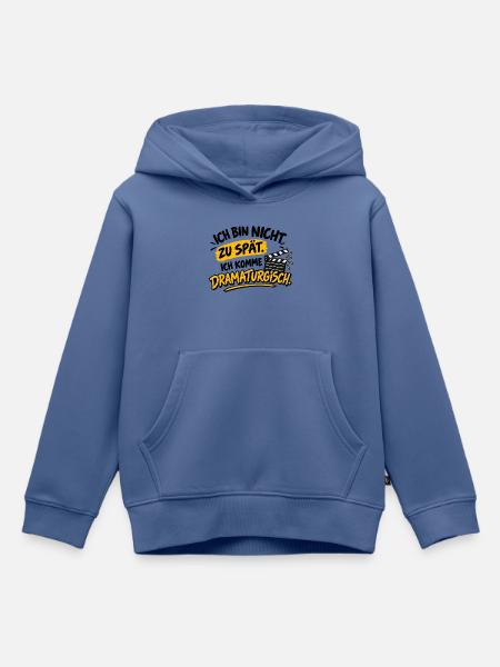 Zu spät Dramaturgisch - Kinder Premium Organic Hoodie - Taubenblau