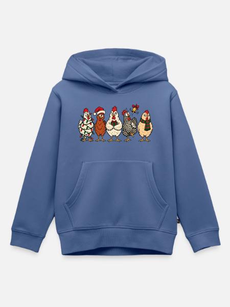 Christmas Chickens – Lustiger festlicher Comic - Kinder Premium Organic Hoodie - Taubenblau