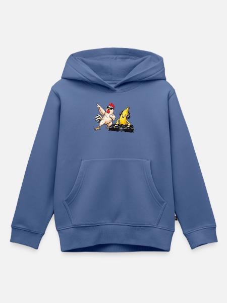 Chicken, Banana, DJ lustig - Kinder Premium Organic Hoodie - Taubenblau