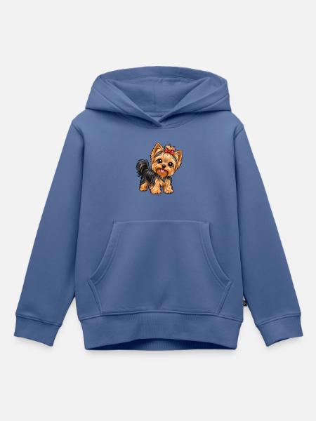 Yorkshire Terrier im Kawaii-Stil - Kinder Premium Organic Hoodie - Taubenblau