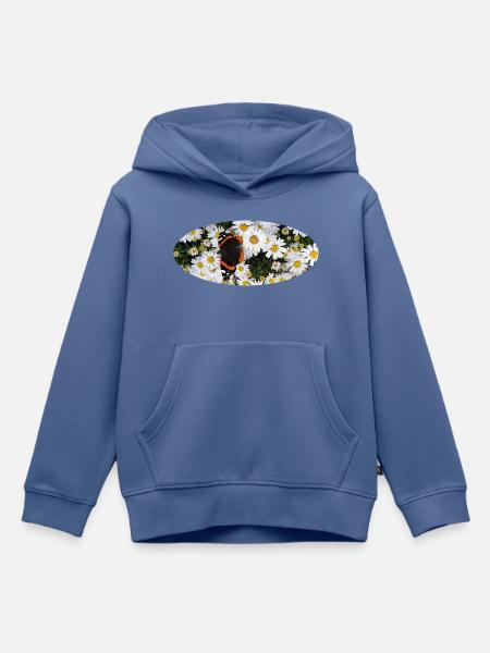 Red Admiral Butterfly auf Asters - Kinder Premium Organic Hoodie - Taubenblau