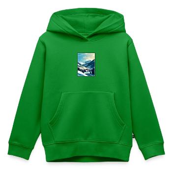 Saalbach Österreich Vintage Reiseposter Souvenir - Kinder Premium Organic Hoodie - Grün - Vorne - AI Model Kid Female (0cm)
