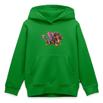 Kinderhoodie mit Dackel und Drachenmotiv