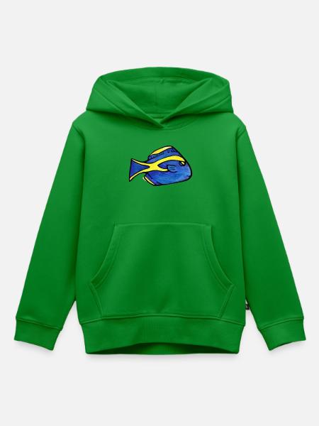 Blauer Kaiserfisch mit gelbem Streifen - Kinder Premium Organic Hoodie - Grün