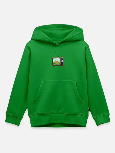 Retro Fernseher mit schlafendem Hasen - Kinder Premium Organic Hoodie - Grün