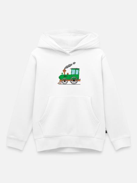 Kinderzug Eisenbahn grün - Kinder Premium Organic Hoodie - Weiß