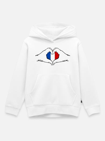 Frankreich Herzform mit Hände - Kinder Premium Organic Hoodie - Weiß