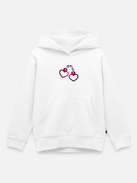 Handschelle Herz - Kinder Premium Organic Hoodie - Weiß