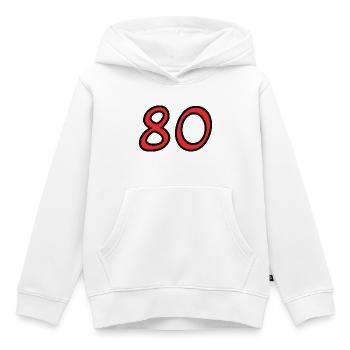 80. 80 JAHRE. 80-JÄHRIGES JUBILÄUM. 80. GEBURTSTAG. - Kinder Premium Organic Hoodie - Weiß - Vorne - AI Model Kid Female (0cm)