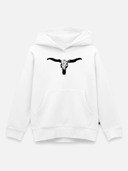 tierschädel rind - Kinder Premium Organic Hoodie - Weiß
