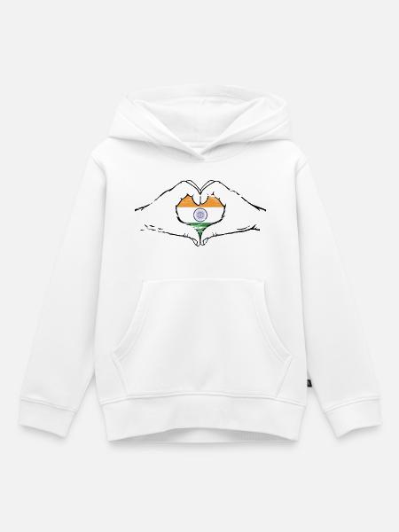 Indien Flagge Herzform used - Kinder Premium Organic Hoodie - Weiß