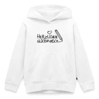Herzlichen Glückwunsch -Stift - Kinder Premium Organic Hoodie - Weiß - Vorne - AI Model Kid Female (0cm)