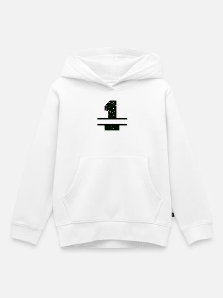 1 , First - Kinder Premium Organic Hoodie - Weiß