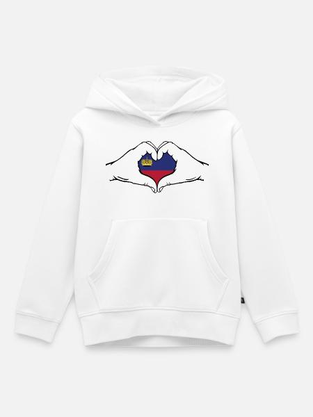Liechtenstein Flagge Herzform - Kinder Premium Organic Hoodie - Weiß