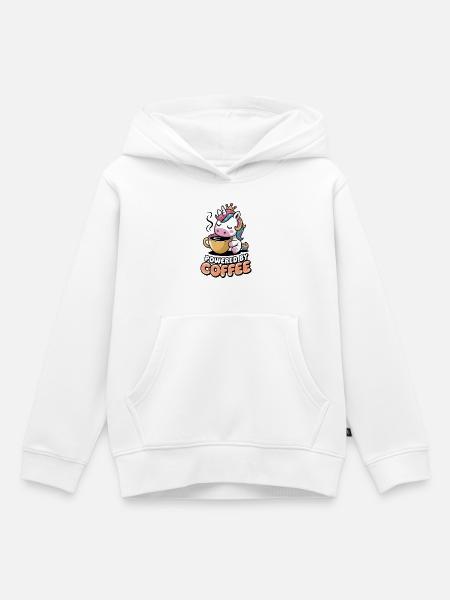Angetrieben von Kaffee - Kinder Premium Organic Hoodie - Weiß
