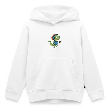 Eidechse Lustige Zeichentrickfigur Kopfhörer Musik - Kinder Premium Organic Hoodie - Weiß - Vorne - AI Model Kid Female (0cm)