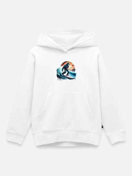 Big Foot Surfen - Kinder Premium Organic Hoodie - Weiß