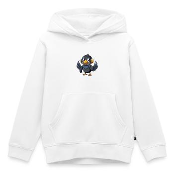 Krähe Lustige Zeichentrickfigur Kopfhörer Musik - Kinder Premium Organic Hoodie - Weiß - Vorne - AI Model Kid Female (0cm)