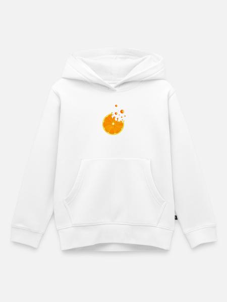 Saftige Orangenscheibe mit Spritzern - Kinder Premium Organic Hoodie - Weiß