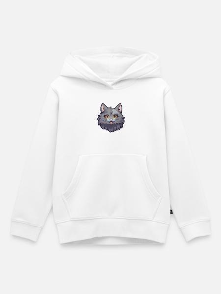 Nebelung Katze Karikatur Aquarell Illustration - Kinder Premium Organic Hoodie - Weiß