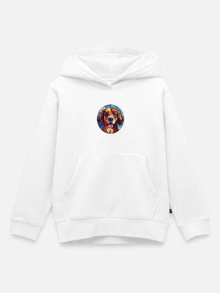 Akbash Hund Aquarell Bunte Malerei - Kinder Premium Organic Hoodie - Weiß