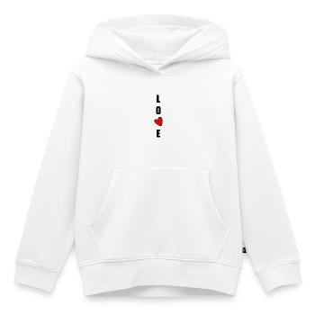 ICH LIEBE DICH. ICH LIEBE DICH. LIEBE. LIEBE. HERZ. - Kinder Premium Organic Hoodie - Weiß - Vorne - AI Model Kid Female (0cm)