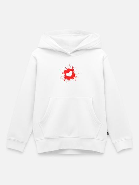 Herz Fleck Tinte rot - Kinder Premium Organic Hoodie - Weiß