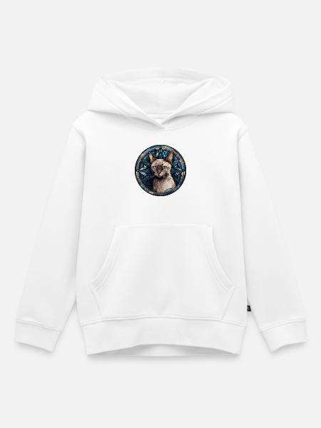Burma-Katzenrasse Aquarellglas - Kinder Premium Organic Hoodie - Weiß