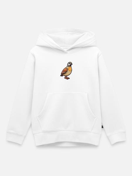 Wachtelkarikatur Kawaii Aquarellillustration - Kinder Premium Organic Hoodie - Weiß