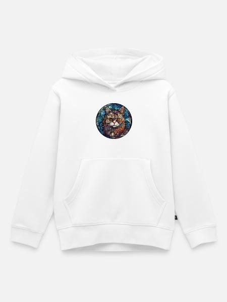 Selkirk Rex Katzenrasse Aquarellglas - Kinder Premium Organic Hoodie - Weiß