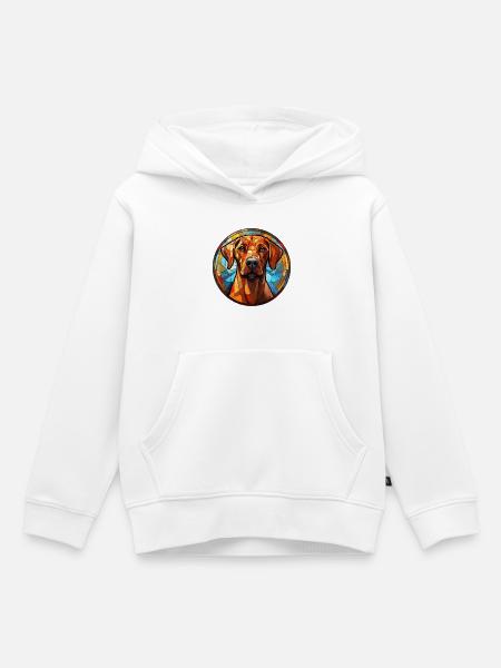 Rhodesian Ridgeback Hunderasse Aquarellglas - Kinder Premium Organic Hoodie - Weiß